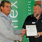 Gary Friend (left) thanks Gary Bantich after the presentation.